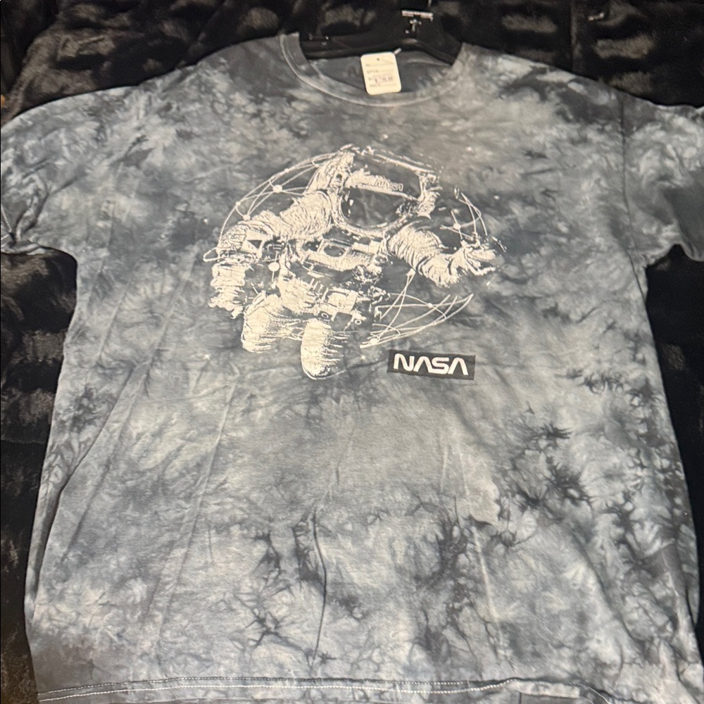 Tie-Dye Graphic T-Shirt - Blue Gray NASA